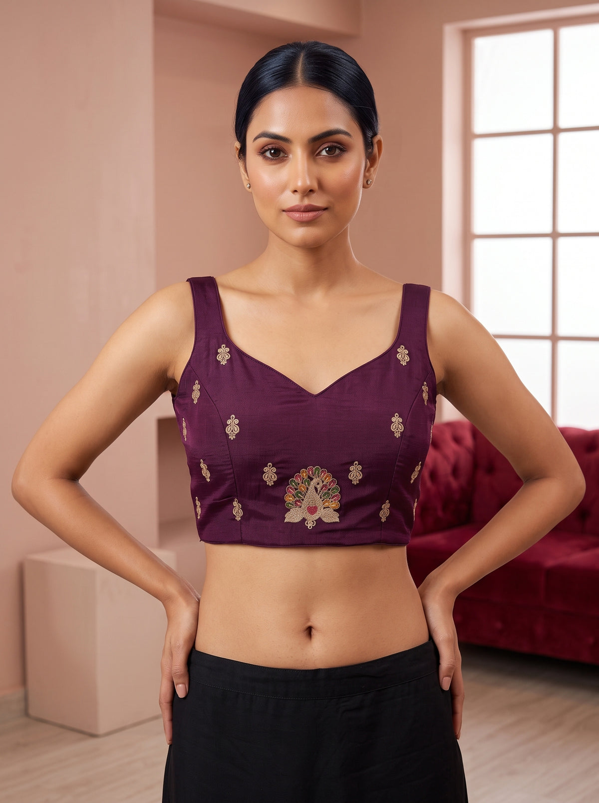 MIMOSA Magenta Banarasi Saree — blouse close-up
