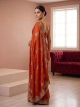 MIMOSA Orange Banarasi Saree — pose 7 styling detail