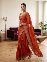 MIMOSA Orange Banarasi Saree — pose 9 styling detail