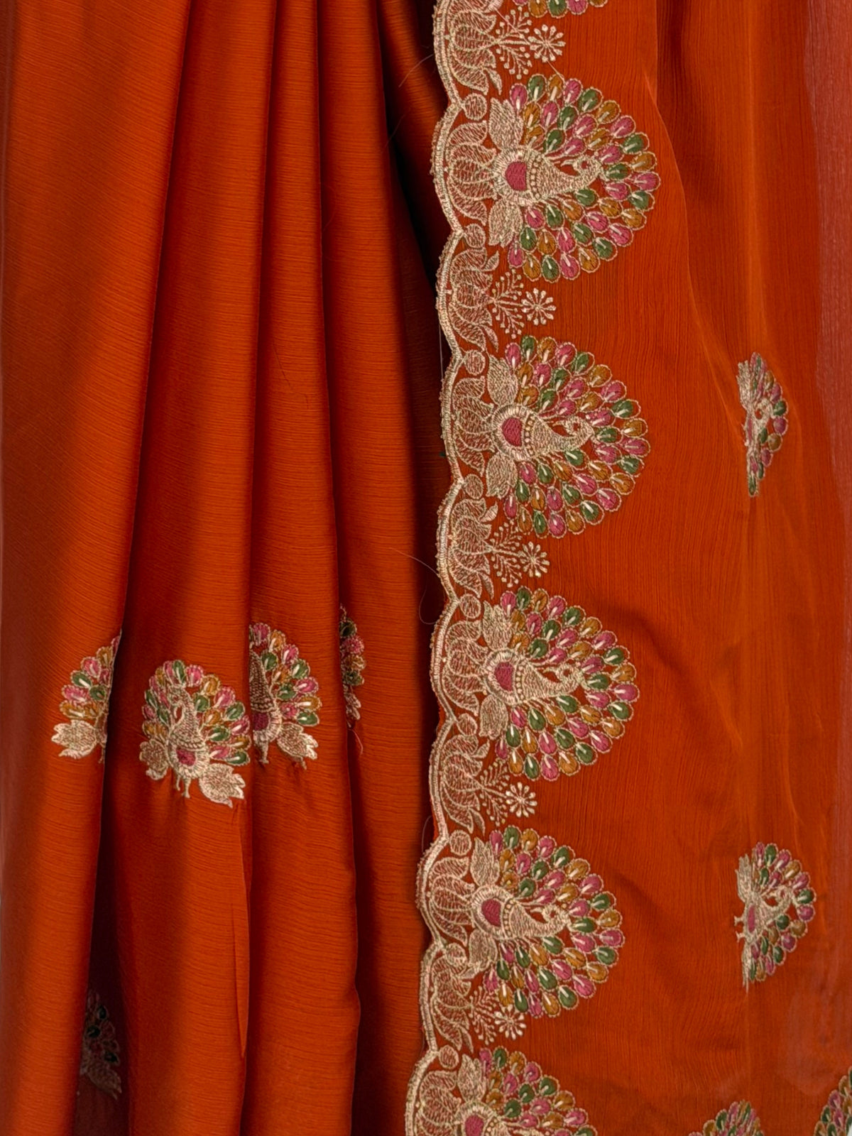 MIMOSA Orange Banarasi Saree — fleets shot full lifestyle
