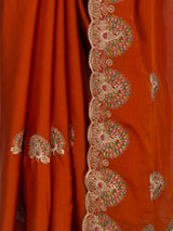 MIMOSA Orange Banarasi Saree — fleets shot full lifestyle