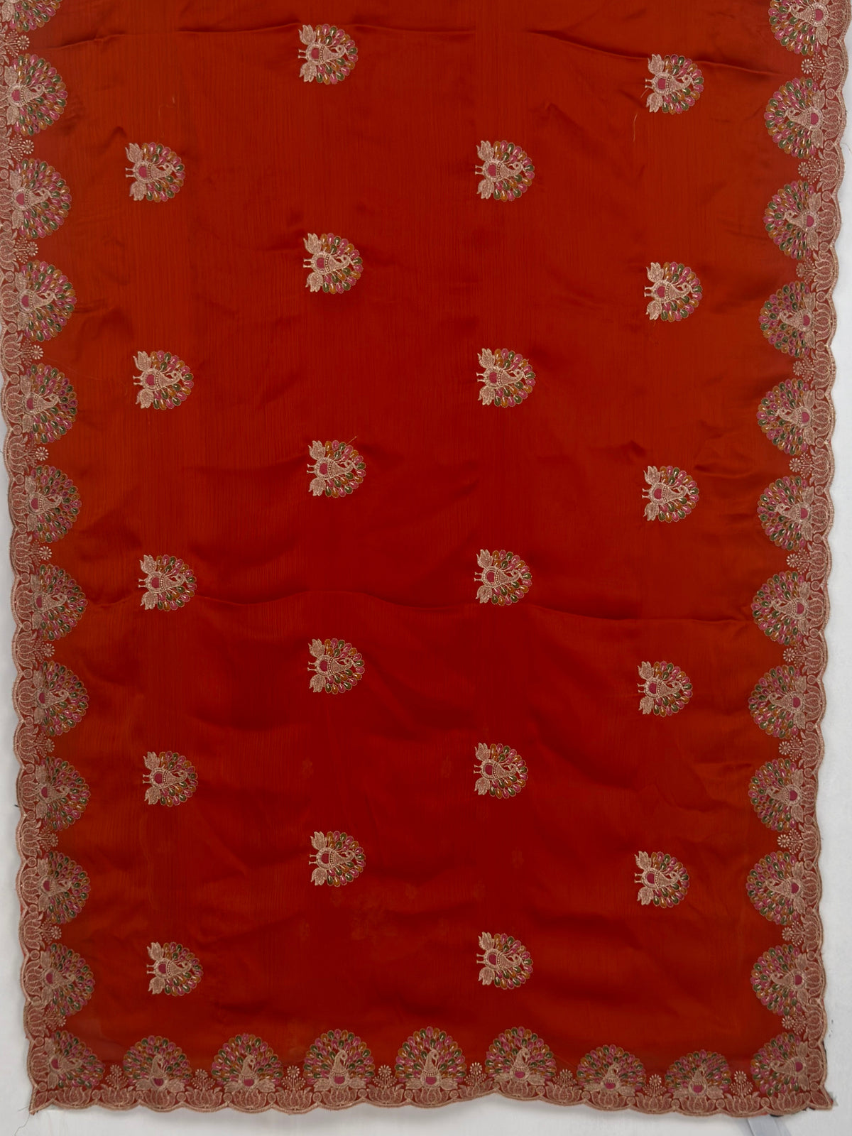 MIMOSA Orange Banarasi Saree — pallu and zari work detail