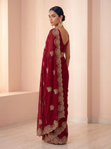 MIMOSA Red Banarasi Saree — pose 5 styling detail