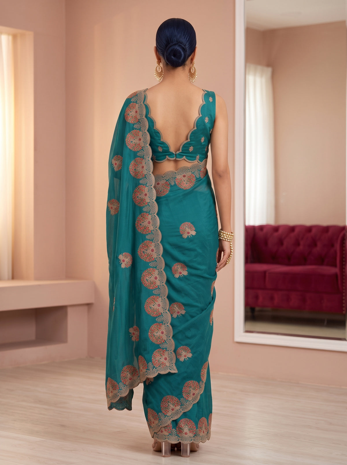 MIMOSA Sapphire Banarasi Chiffon Saree — Saree shot pallu and body