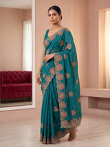 MIMOSA Sapphire Banarasi Saree — pose 5 styling detail