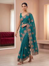 MIMOSA Sapphire Banarasi Saree — pose 6 styling detail
