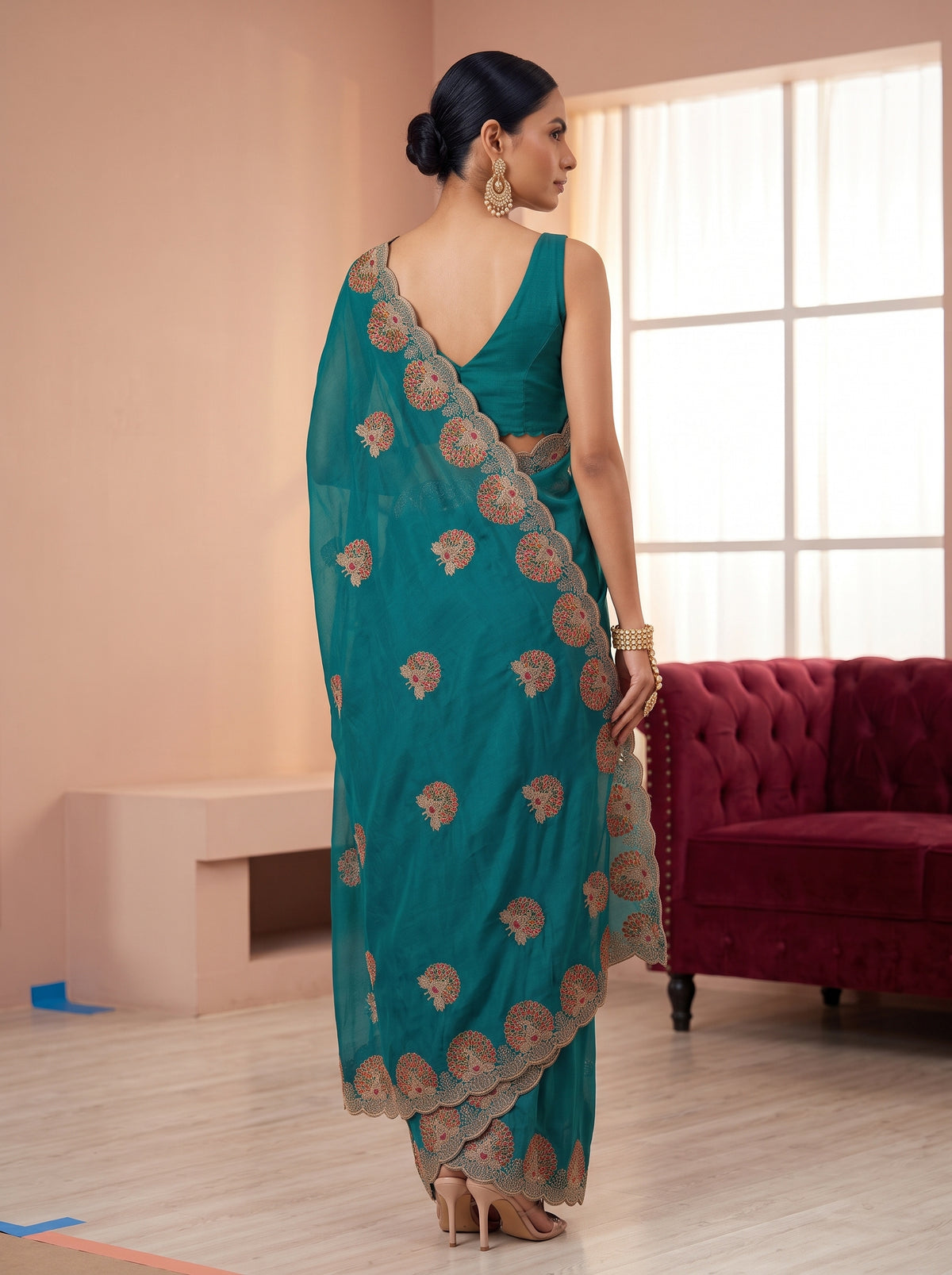 MIMOSA Sapphire Banarasi Saree — pose 7 styling detail
