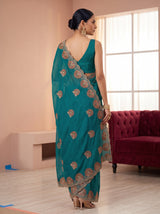 MIMOSA Sapphire Banarasi Saree — pose 7 styling detail