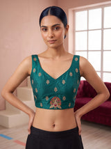 MIMOSA Sapphire Banarasi Saree — blouse close-up