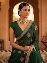 MIMOSA Green Banarasi Saree — pose 10 styling detail