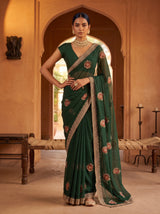 MIMOSA Green Banarasi Saree — pose 4 styling detail