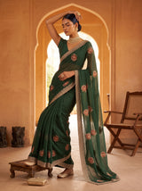 MIMOSA Green Banarasi Saree — pose 5 styling detail