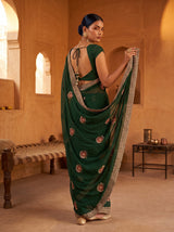 MIMOSA Green Banarasi Saree — pose 7 styling detail