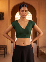 MIMOSA Green Banarasi Saree — blouse close-up