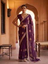 MIMOSA Magenta Banarasi Saree — pose 4 styling detail