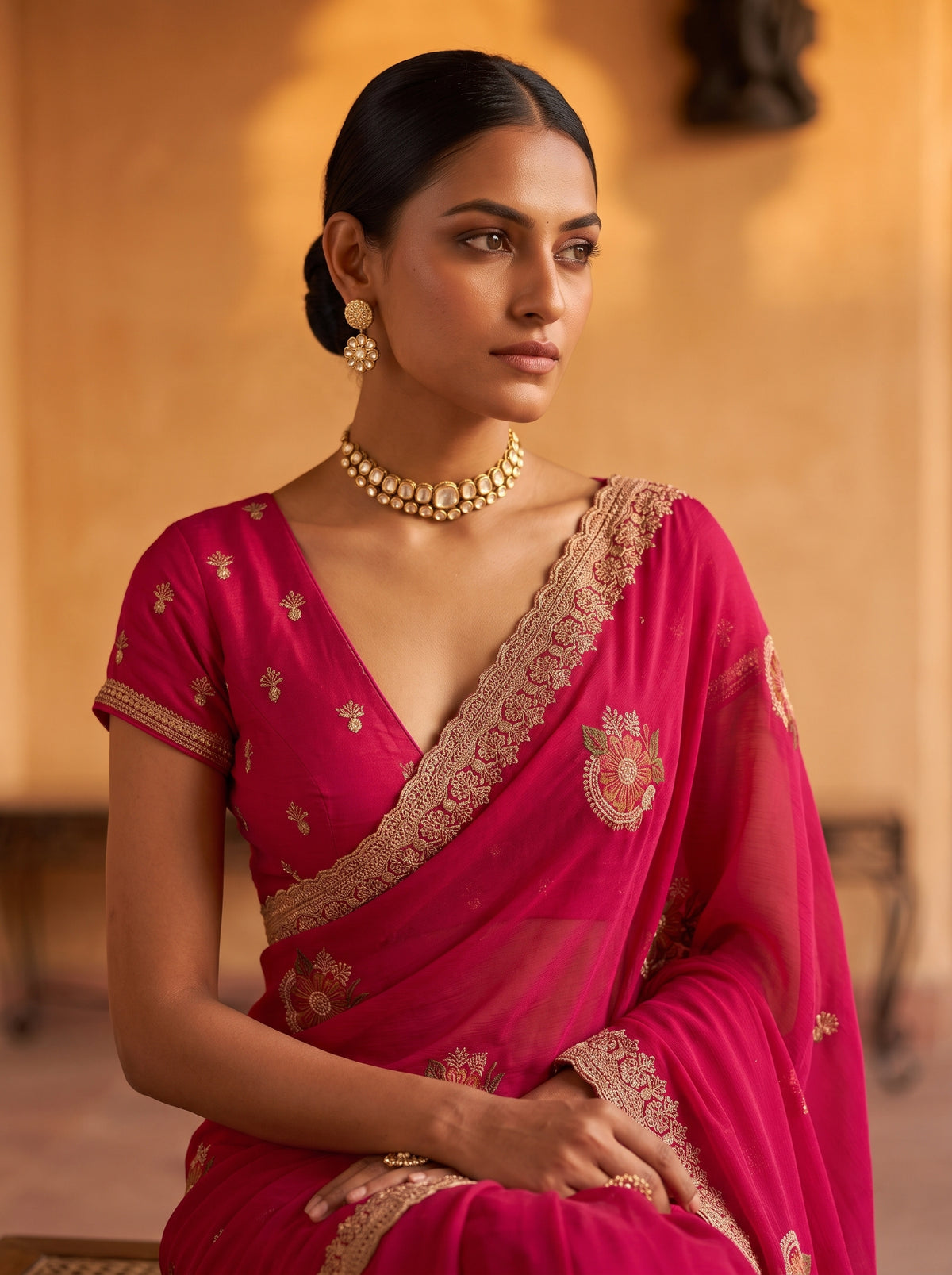 MIMOSA Rani Banarasi Saree — pose 10 styling detail