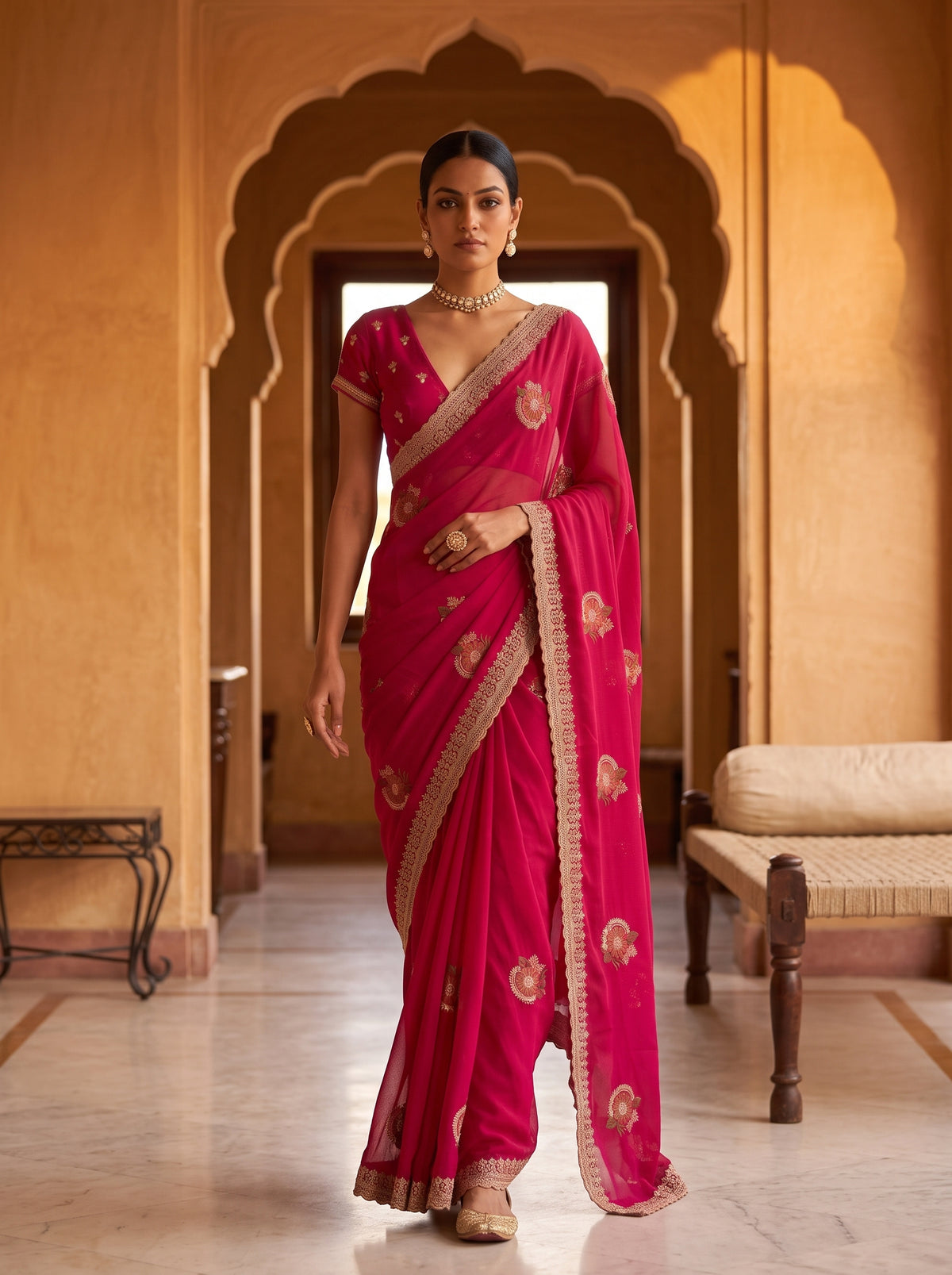 MIMOSA Rani Banarasi Saree — pose 6 styling detail