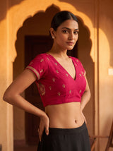 MIMOSA Rani Banarasi Saree — blouse close-up