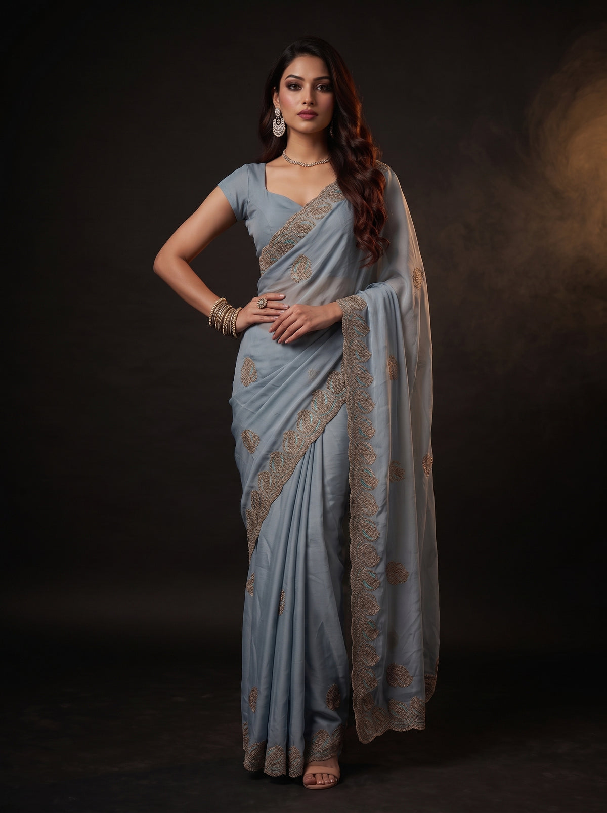 MIMOSA Ananda Banarasi Saree — pose 4 styling detail