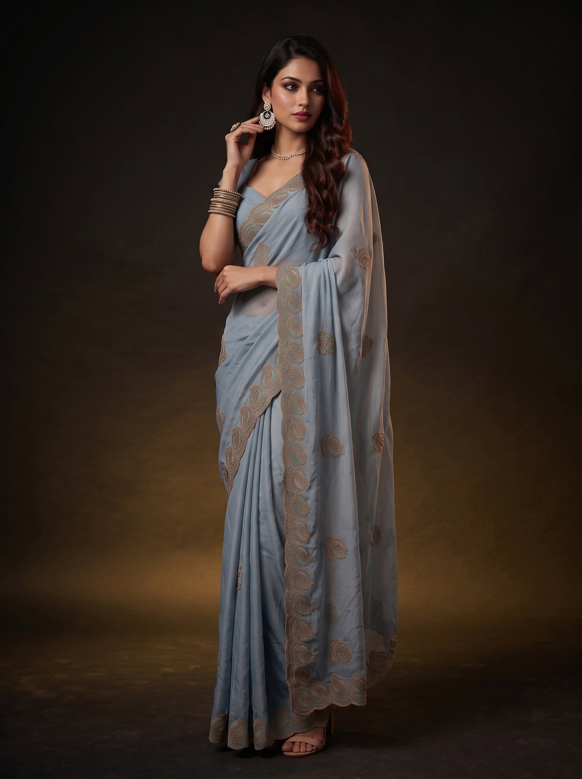 MIMOSA Ananda Banarasi Saree — pose 5 styling detail