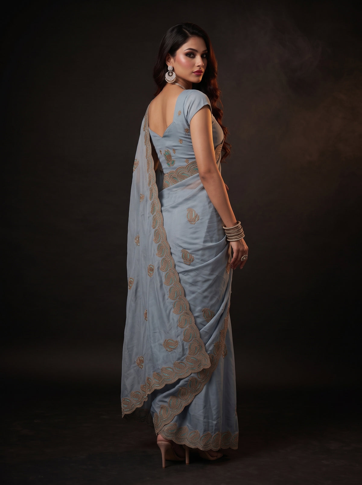 MIMOSA Ananda Banarasi Saree — pose 7 styling detail