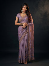 MIMOSA Lavender Banarasi Saree — front view on mannequin
