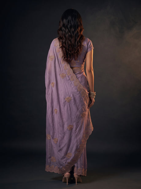 MIMOSA Lavender Banarasi Saree — pose 2 styling detail