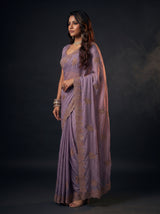 MIMOSA Lavender Banarasi Saree — pose 3 styling detail