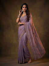 MIMOSA Lavender Banarasi Saree — pose 5 styling detail