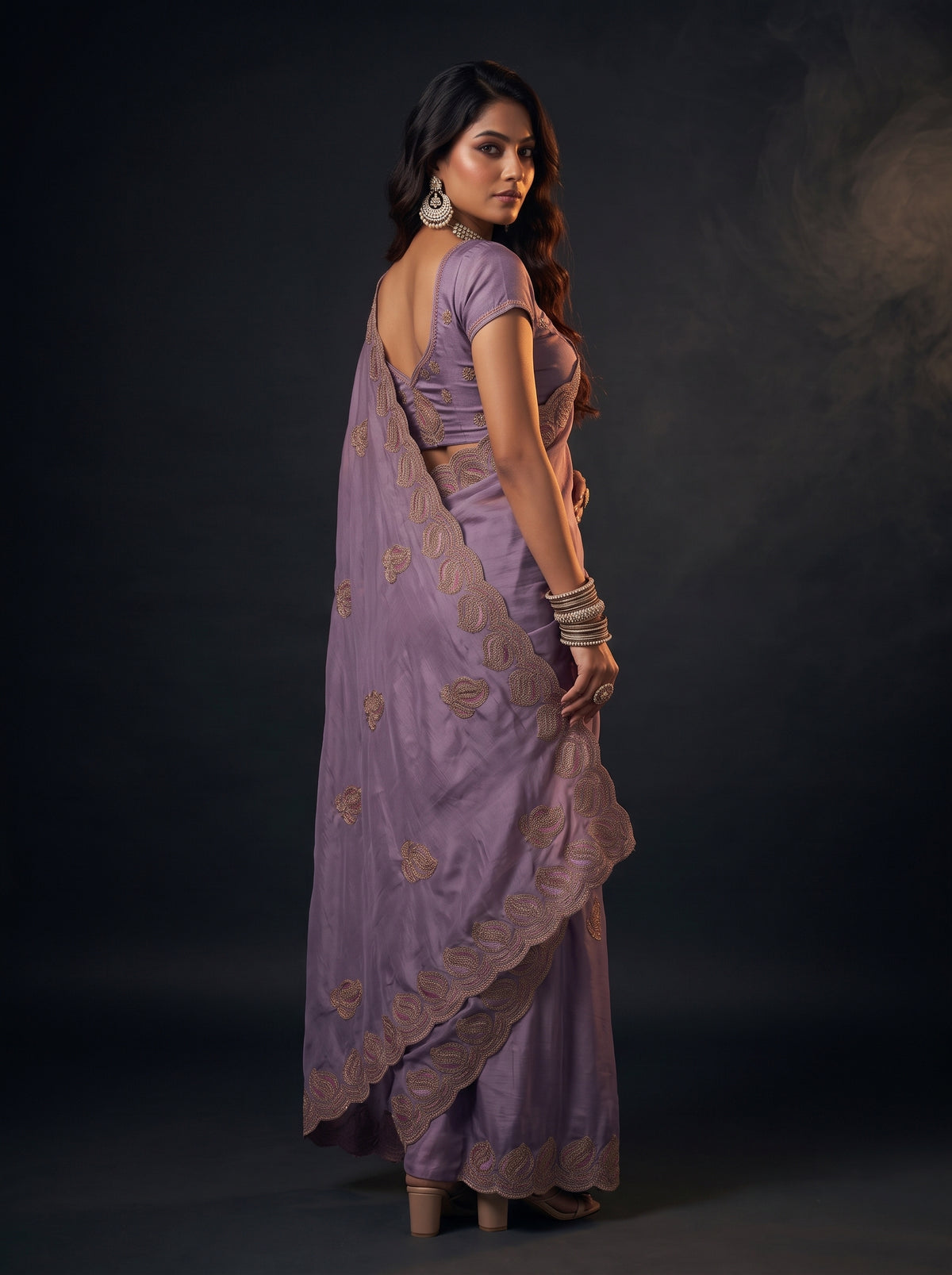MIMOSA Lavender Banarasi Saree — pose 7 styling detail