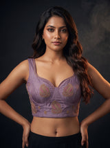 MIMOSA Lavender Banarasi Saree — blouse close-up