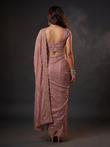 MIMOSA Peach Banarasi Saree — pose 2 styling detail