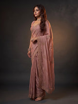 MIMOSA Peach Banarasi Saree — pose 3 styling detail