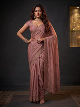MIMOSA Peach Banarasi Saree — pose 4 styling detail