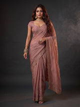 MIMOSA Peach Banarasi Saree — pose 6 styling detail