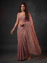 MIMOSA Peach Banarasi Saree — pose 9 styling detail