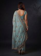 MIMOSA Rama Banarasi Saree — pose 2 styling detail