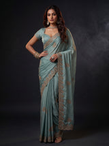 MIMOSA Rama Banarasi Saree — pose 4 styling detail
