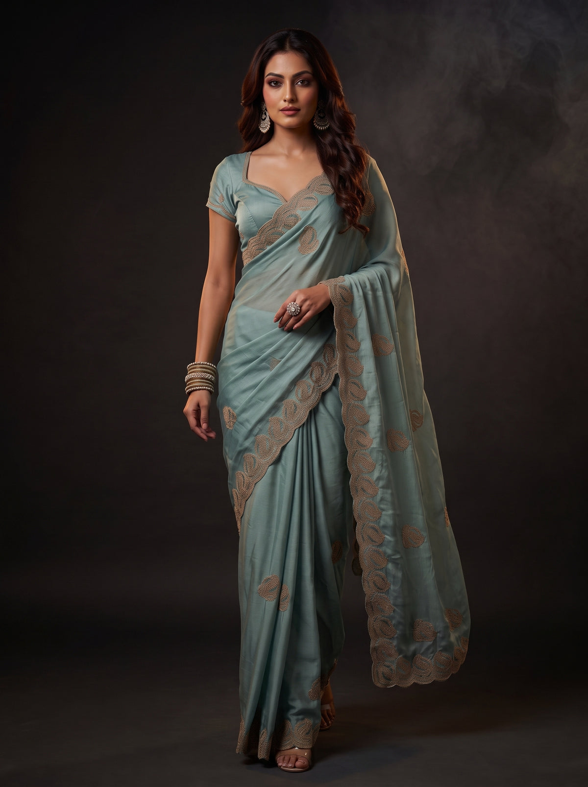 MIMOSA Rama Banarasi Saree — pose 6 styling detail