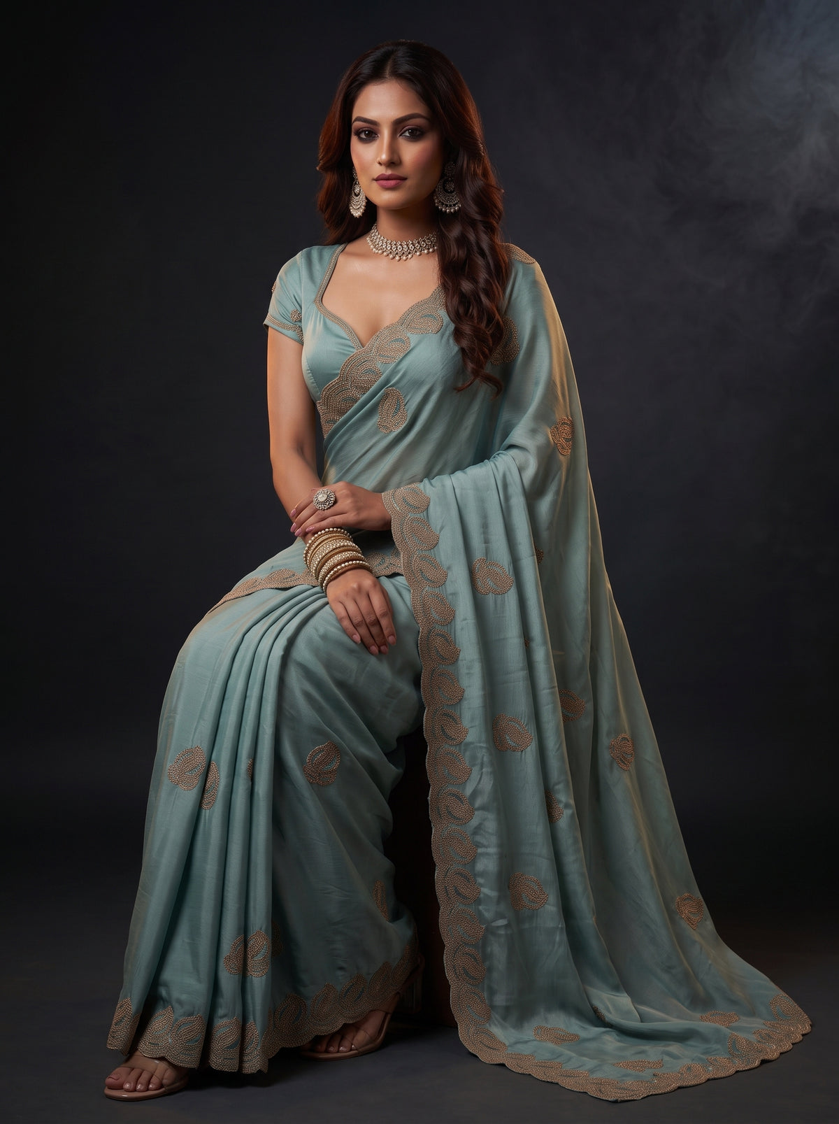 MIMOSA Rama Banarasi Saree — pose 8 styling detail