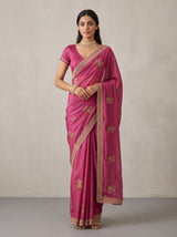 MIMOSA Gajari Banarasi Saree — front view on mannequin