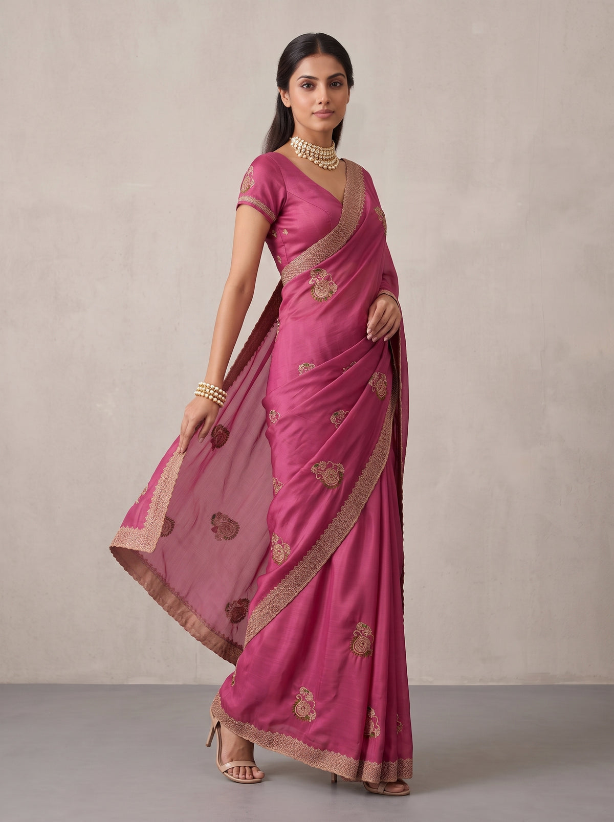 MIMOSA Gajari Banarasi Saree — pose 9 styling detail
