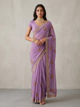 MIMOSA Lavender Banarasi Saree — front view on mannequin