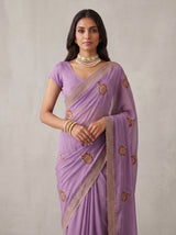 MIMOSA Lavender Banarasi Saree — pose 10 styling detail