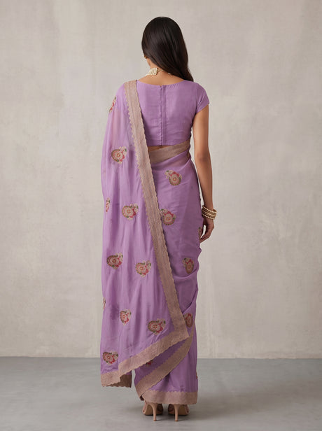 MIMOSA Lavender Banarasi Saree — pose 2 styling detail