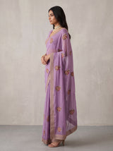 MIMOSA Lavender Banarasi Saree — pose 3 styling detail