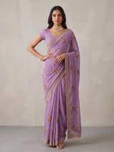 MIMOSA Lavender Banarasi Saree — pose 4 styling detail