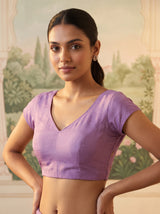 MIMOSA Lavender Banarasi Saree — blouse close-up