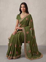 MIMOSA Olive Banarasi Saree — pose 8 styling detail