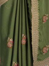 MIMOSA Olive Banarasi Saree — fleets shot full lifestyle